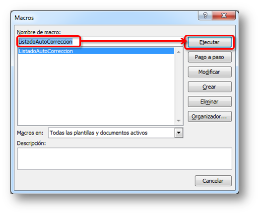 Macros - Ejecutar