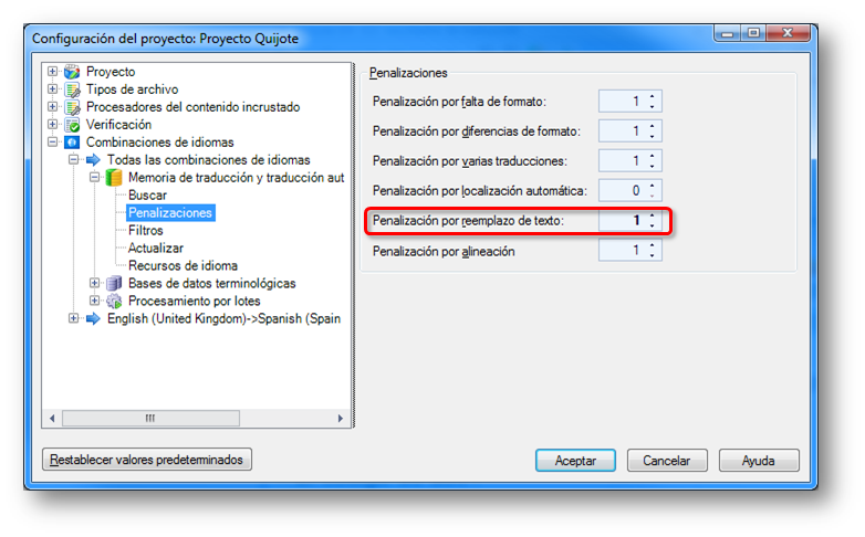 Configuración de penalización por reemplazo