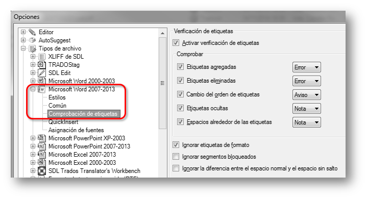 SP1 comprobación de etiquetas