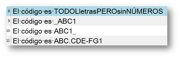 SP2 - NO cadenas alfanuméricas