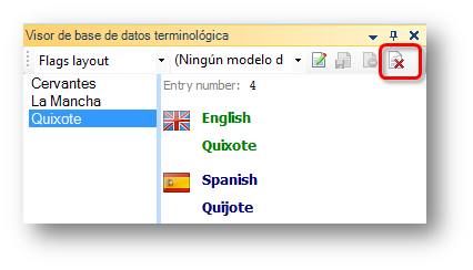SP2 - botón Borrar en el Visor de base de datos terminológica