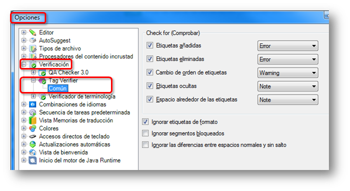 SP2 comprobación global de etiquetas