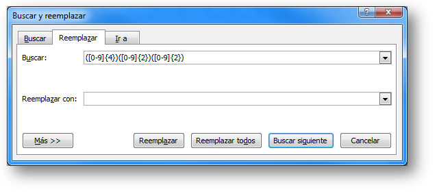 Comodines de word - patrón de búsqueda