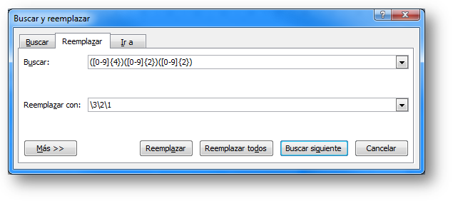 Comodines de word - patrón de sustitución