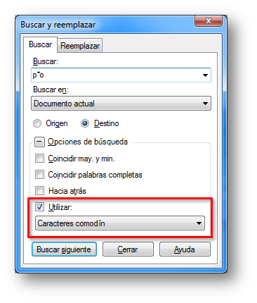 comodines de Trados Studio - buscar