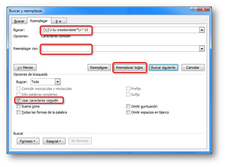 comodines de Word - convertir una memoria TMX en una tabla 1