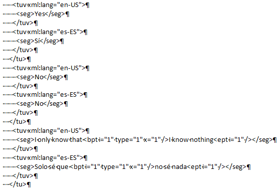 convertir una memoria TMX en una tabla con comodines de Word 3