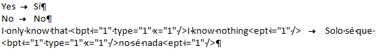 convertir una memoria TMX en una tabla con comodines de Word 4