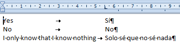 convertir una memoria TMX en una tabla con comodines de Word - formateado final