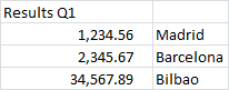 inglés con correctos separadores de millar y comas decimales en Excel