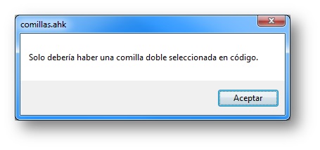 Mensaje de error de la macro AutoHotkey de demasiadas comillas dobles