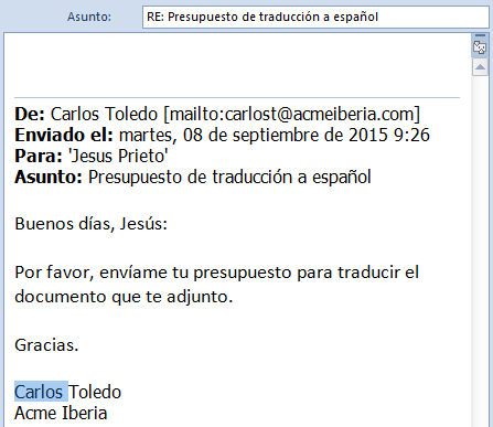 Mensaje de Outlook