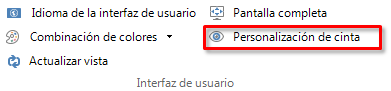 cinta Vista - Interfaz de usuario - Personalización de cinta en Trados Studio 2015