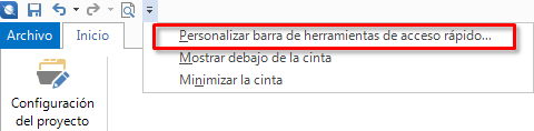 personalizar barra de acceso rápido en Trados Studio 2015
