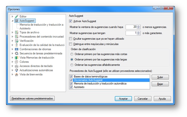 Autosuggest en Trados Studio 2015