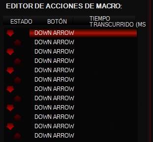 Editor de macros del UtechSmart Venus - Bajar 6 líneas