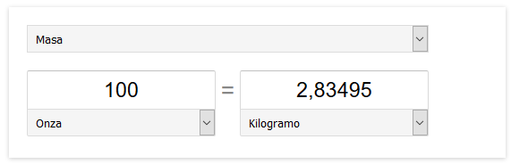 Buscar en Google - adaptar números - onzas a kg