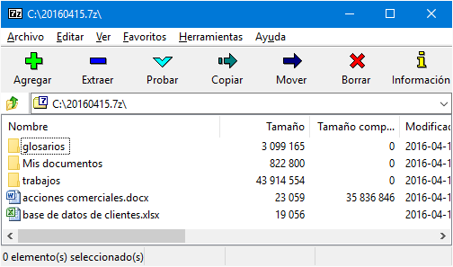 Interfaz de usuario de 7-Zip