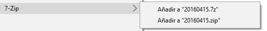 Menú emergente de 7-Zip