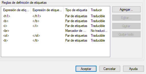Agregar reglas de definición de etiquetas y editar formato