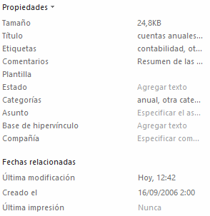Archivo - Información de Excel