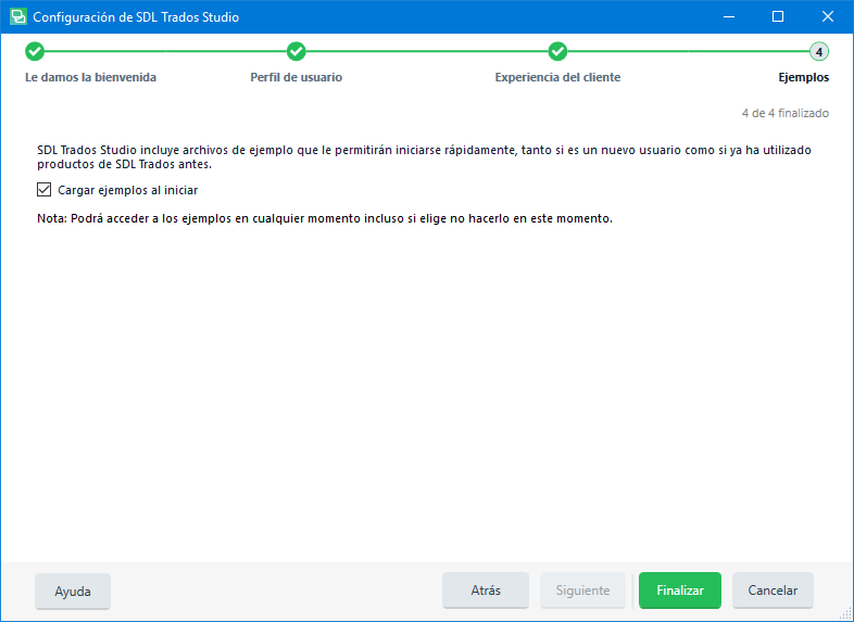 Asistente Configuración de Trados Studio 2019 4
