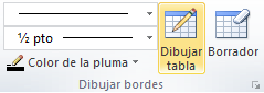 Botón Dibujar tabla para editar una tabla en Word