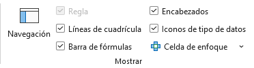 botón Celda de enfoque en Excel de la cinta Vista