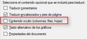 Configurar Trados Studio para traducir una hoja de Excel - Común - 3. Contenido oculto - columnas, filas hojas