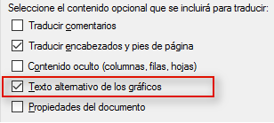Configurar Trados Studio para traducir una hoja de Excel - Común - 4. Texto alternativo de los gráficos