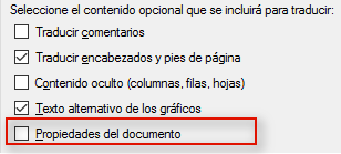 Configurar Trados Studio para traducir una hoja de Excel - Común - 5. Propiedades del documento