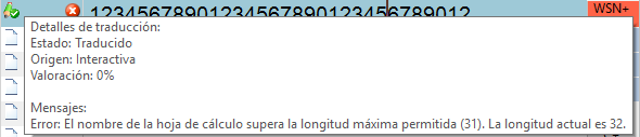Configurar Trados Studio para traducir el nombre de las hojas de Excel - Límite superado en el nombre