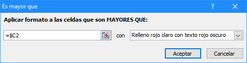 Excel - Formato condicional - Es mayor que