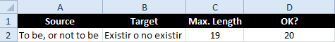 Excel - celda con un recuento de caracteres excedido sin resaltar