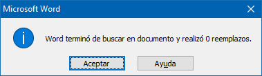 No hay más reemplazos en Word