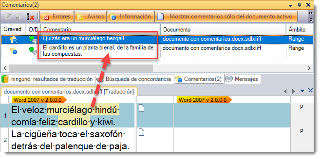 No traducir comentarios - Como comentarios de Studio