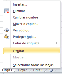 Ocultar una hoja en Excel