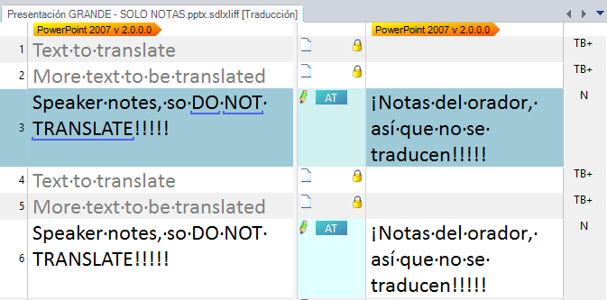 Presentación con las notas para el orador pretraducidas