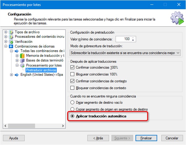 Pretraducir archivos