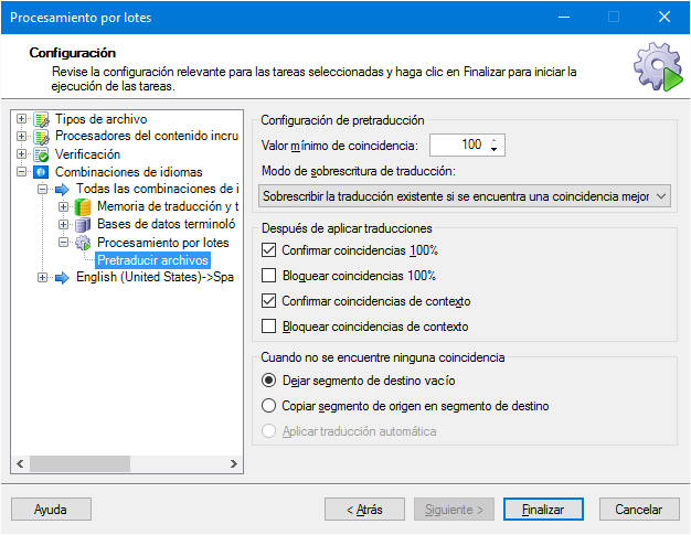 Pretraducir con TM