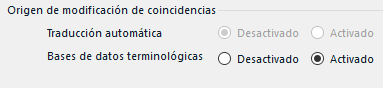 Trados Studio 2019 - Origen de modificación de coincidencias