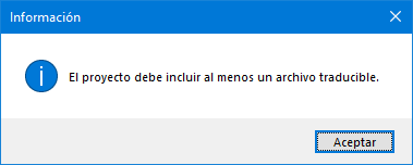 Trados Studio 2019 - asistente de nuevo proyecto - mensaje de error