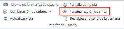 Ver - Interfaz de usuario - Personalización de la cinta - Trados Studio