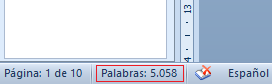 Word - recuento de palabras