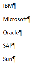 lista ordenada sin duplicados en Word