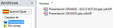 presentaciones original y duplicada en Trados Studio