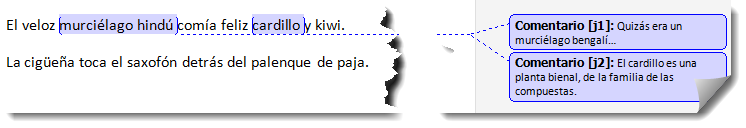 traducir los comentarios de Word