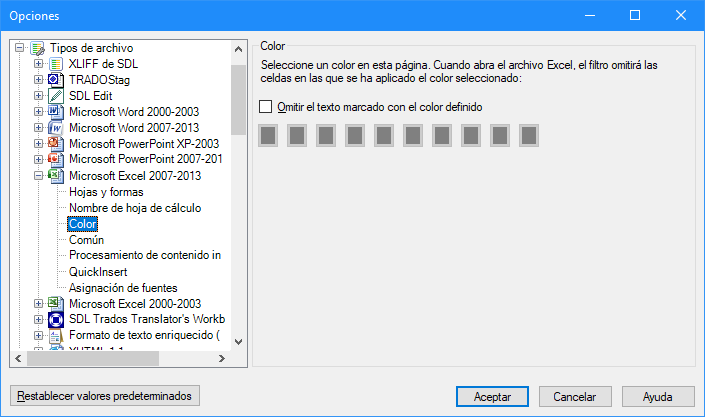 traducir una hoja de Excel con colores - Color